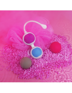 Kit Bolas Chinas Eroteca Orgasms · 4 pesos intercambiables · Silicona médica premium · Ejercicio suelo pélvico y placer